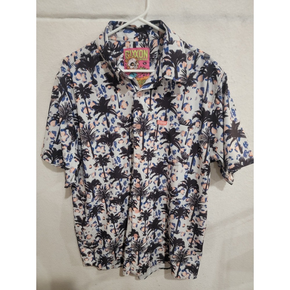 Dixxon Sun of a Beach D-Lite Party Shirt Large L Tropical Leopard Skulls Biker